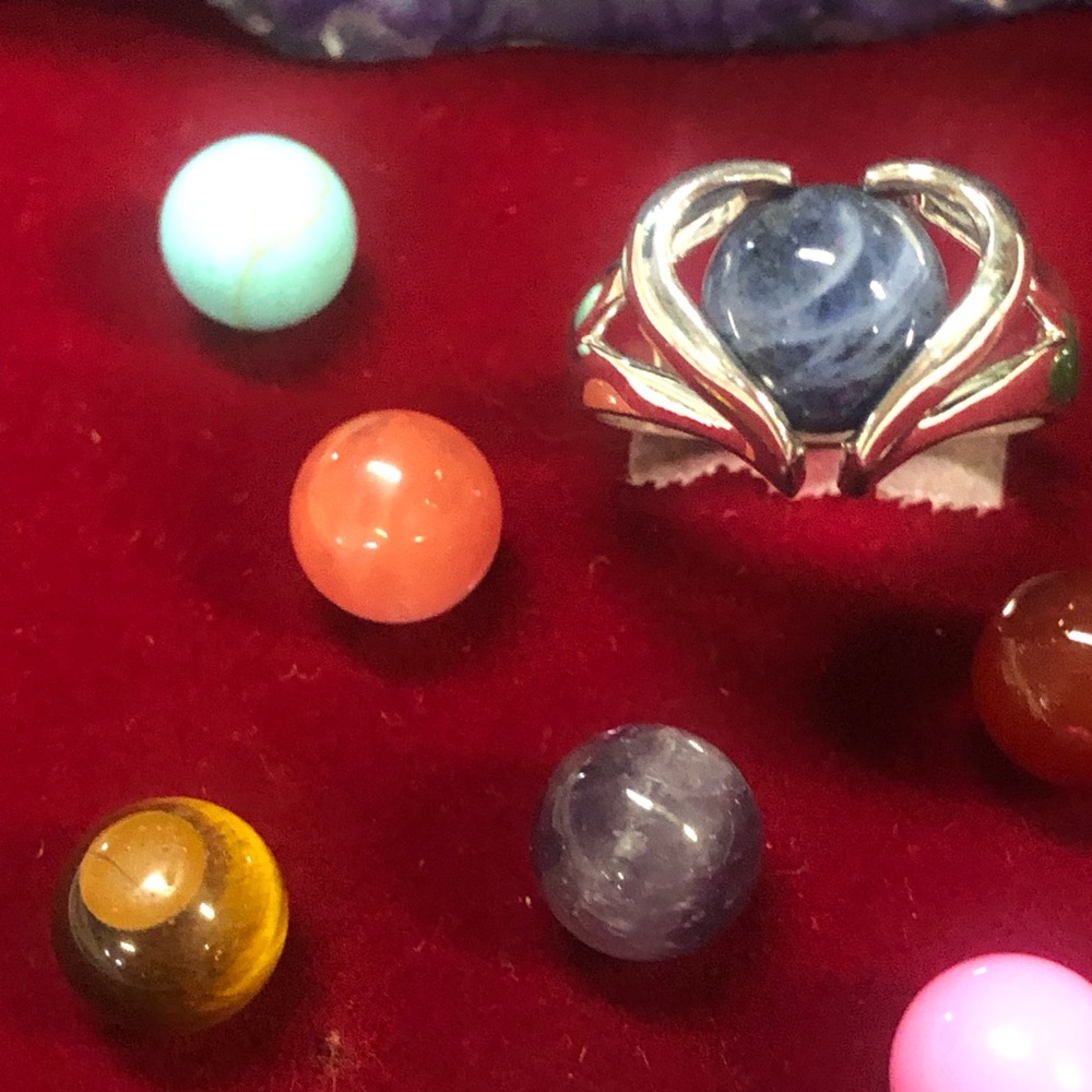 925 Sterling Silver Interchangeable Marble/Stone … - image 3